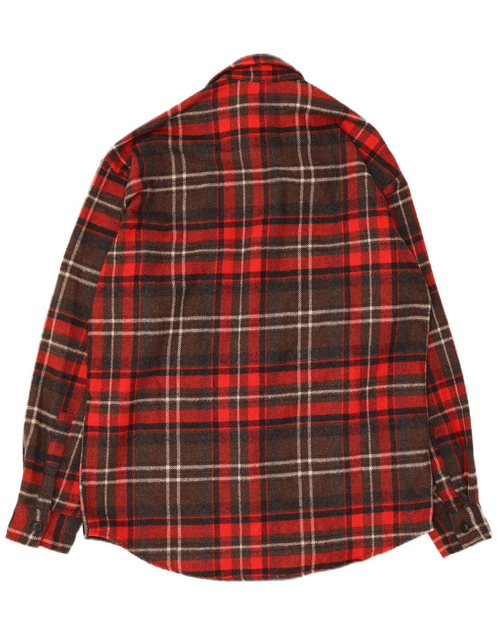 Męska koszula flanelowa w stylu vintage, duża, wełniana w czerwoną kratę