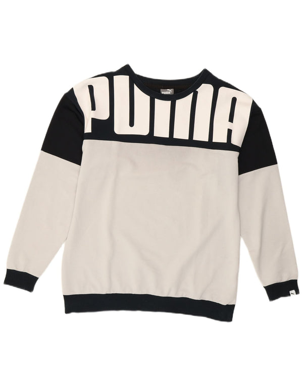 Damska bluza Puma Graphic Jumper UK 12 Średni biały blok kolorów
