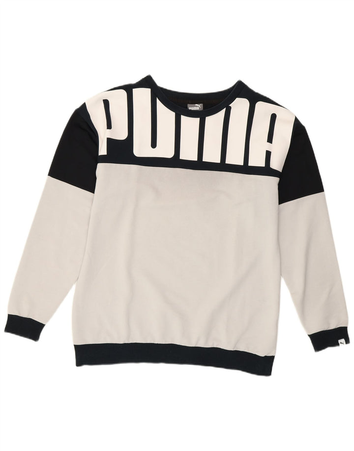 Damska bluza Puma Graphic Jumper UK 12 Średni biały blok kolorów