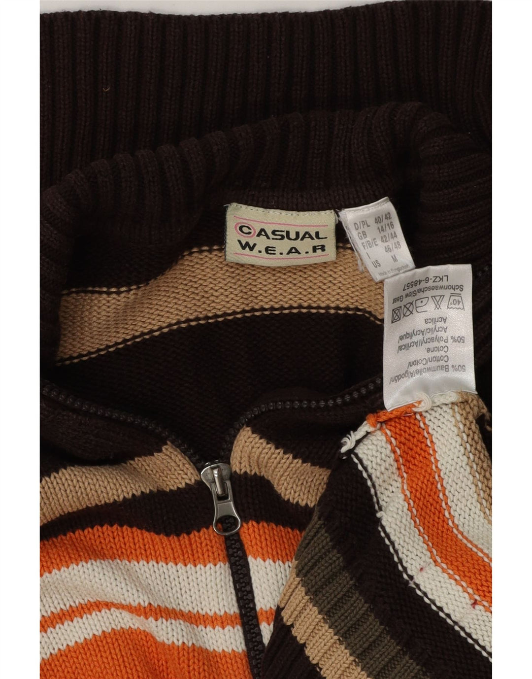 Sweter damski VINTAGE UK 14/16 w duże, wielokolorowe paski