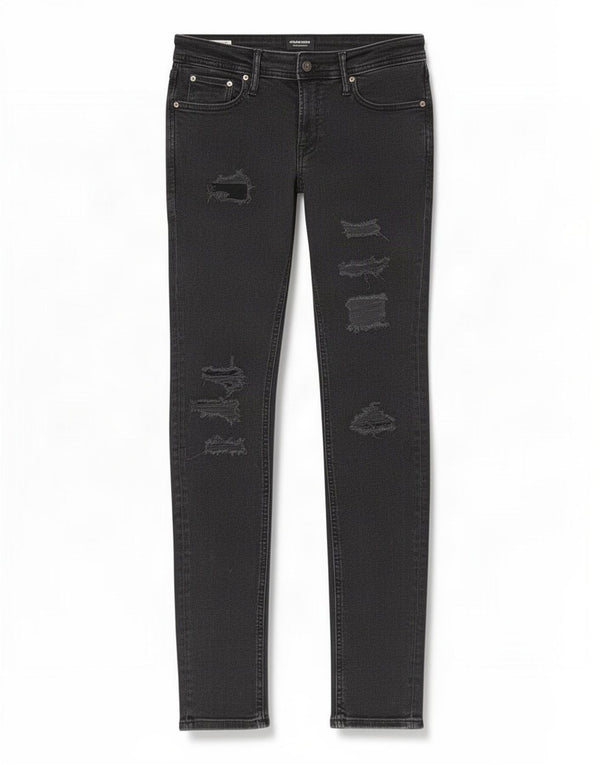 Jack & Jones Męskie Liam Distressed Skinny Jeans W32 L32 Szara bawełna