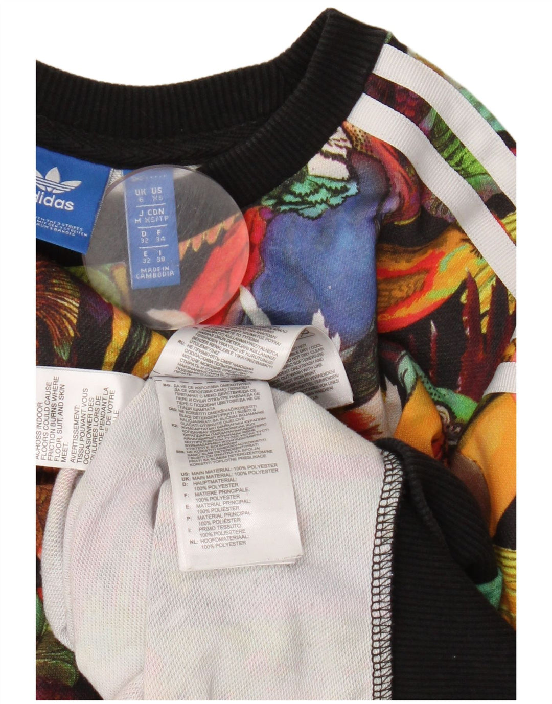 Damska bluza oversize Adidas UK 6 XS wielokolorowa tropikalna
