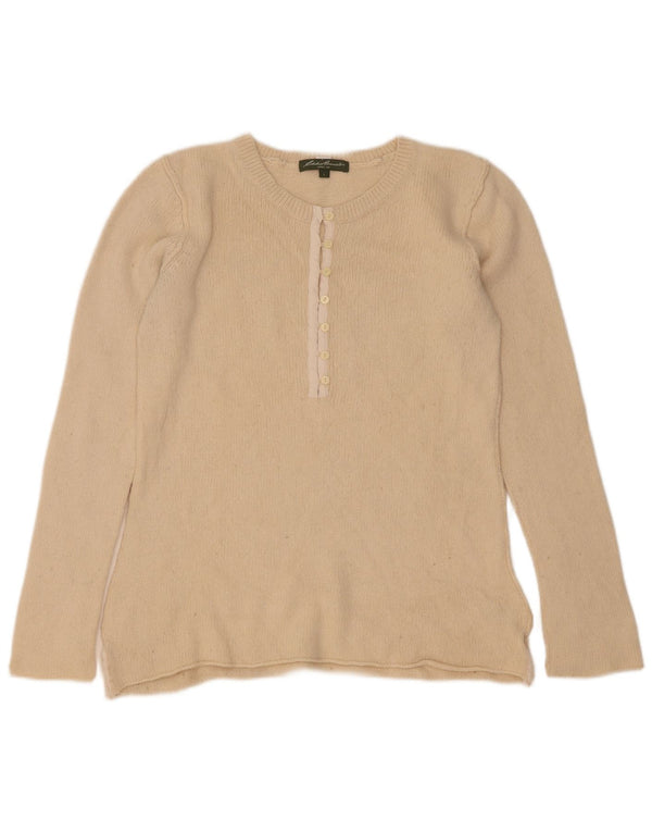 Damski sweter z dekoltem w łódkę Eddie Bauer UK 14, duży, w kolorze złamanej bieli, wiskoza