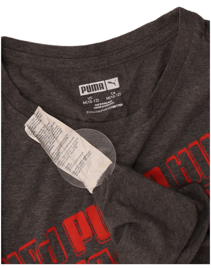 Chłopięcy T-shirt z grafiką Puma, 10-11 lat, średnioszary, bawełniany