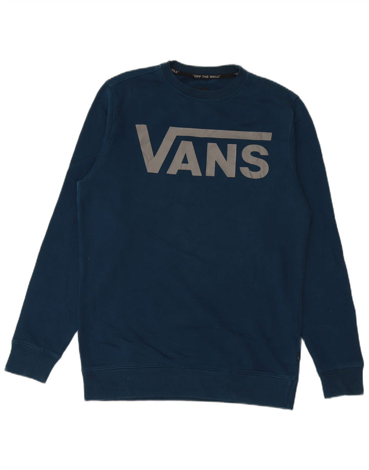 Męski sweter z grafiką VANS, mały, niebieski, bawełniany