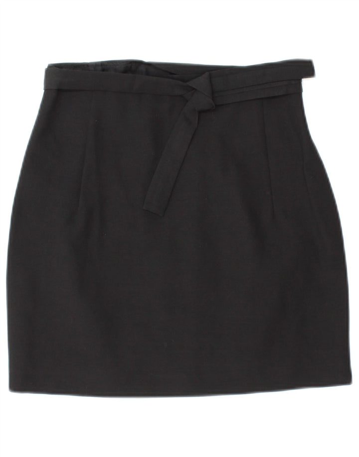 VINTAGE Damska spódnica mini kopertowa IT 42 Medium W26 Czarna wełna