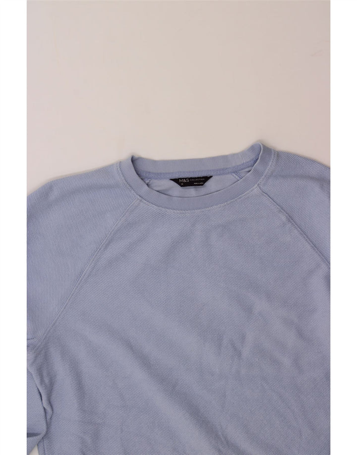 MARKS & SPENCER Womens Sweatshirt Jumper UK 14 Medium Blue Cotton Vintage Marks & Spencer and Second-Hand Marks & Spencer from Messina Hembry 