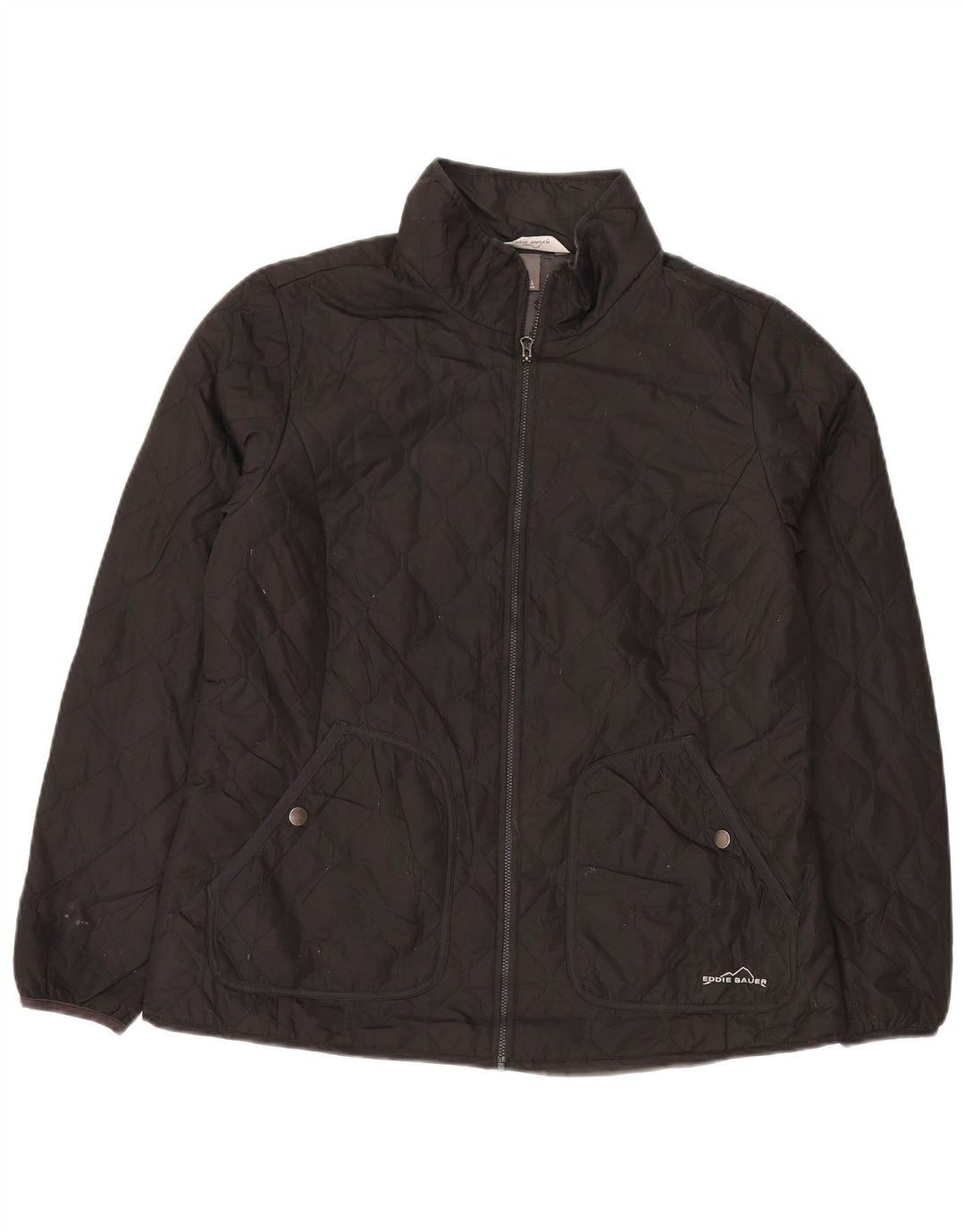 Damska pikowana kurtka Eddie Bauer UK 16, duża, czarna, poliester