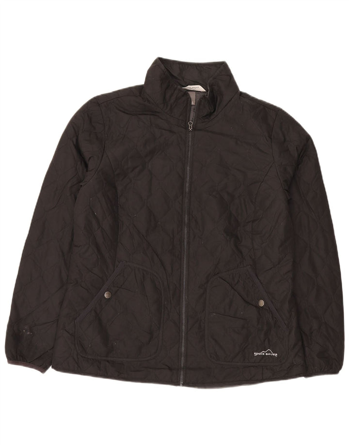 Damska pikowana kurtka Eddie Bauer UK 16, duża, czarna, poliester