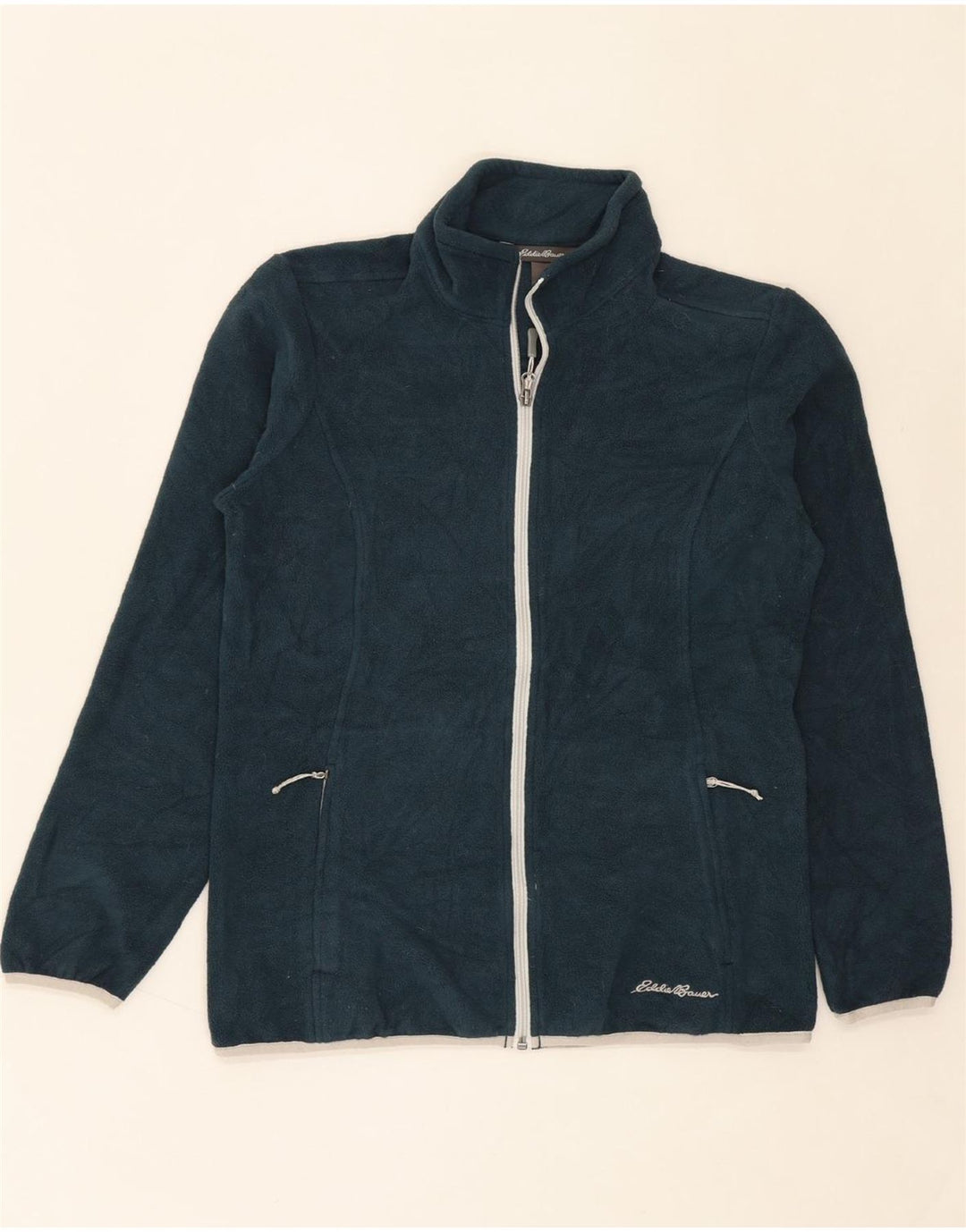 EDDIE BAUER Womens Fleece Jacket UK 14 Medium Navy Blue Polyester Vintage Eddie Bauer and Second-Hand Eddie Bauer from Messina Hembry 