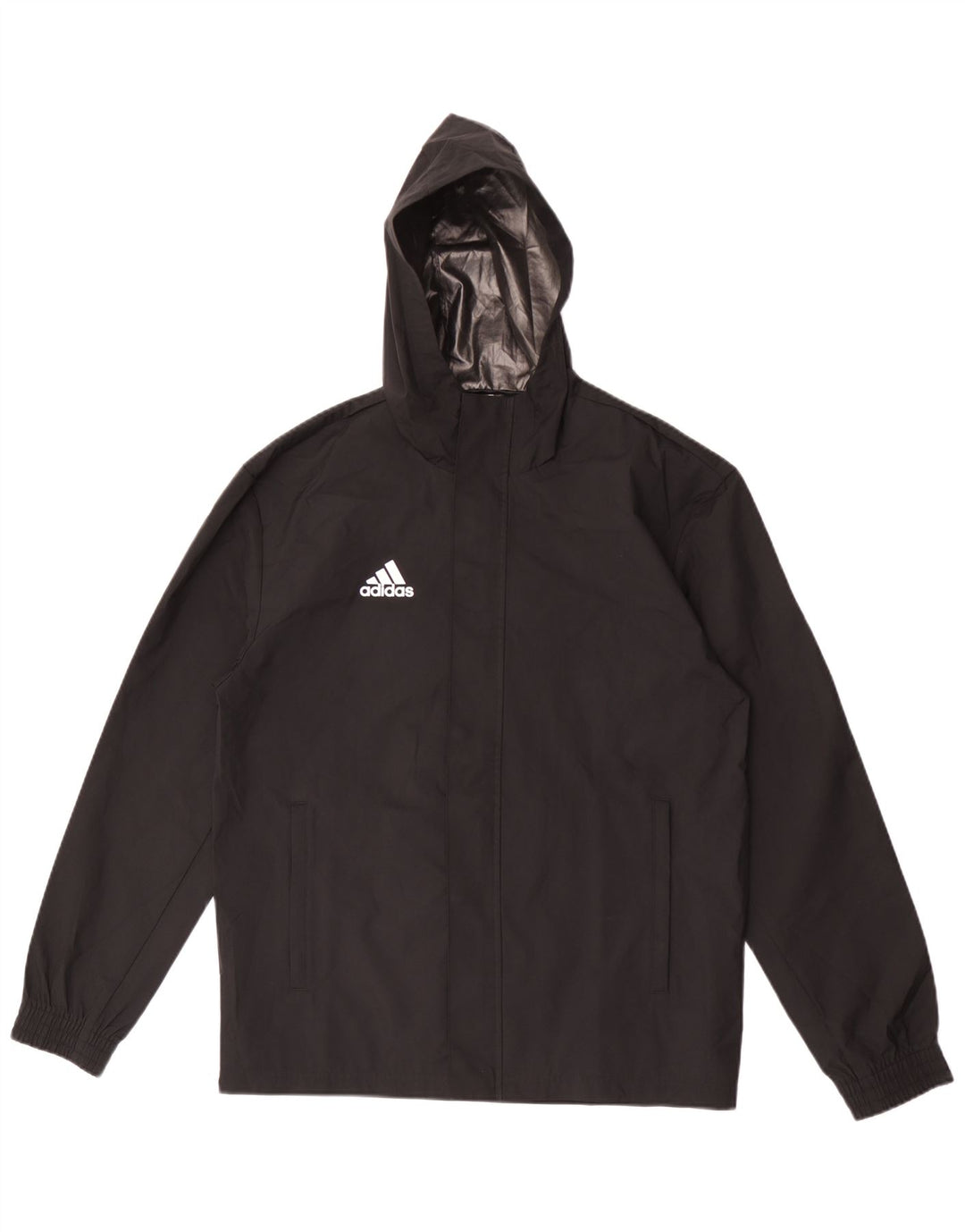 Męska kurtka przeciwdeszczowa Adidas z kapturem UK 36 Mały czarny poliester