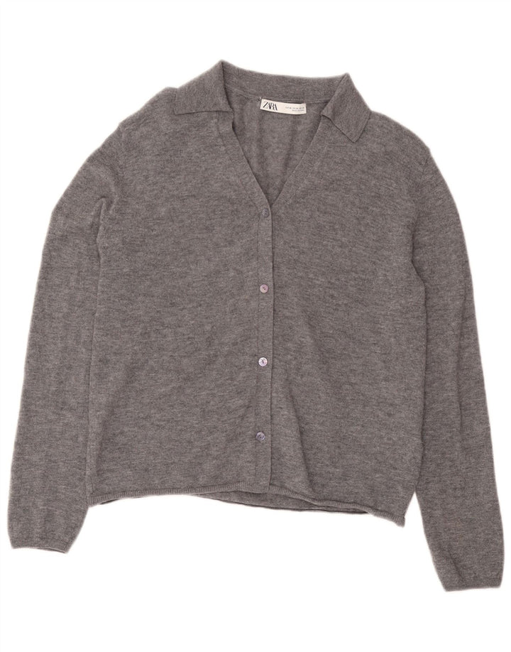 Sweter damski Zara Cardigan UK 18 XL Szara wełna