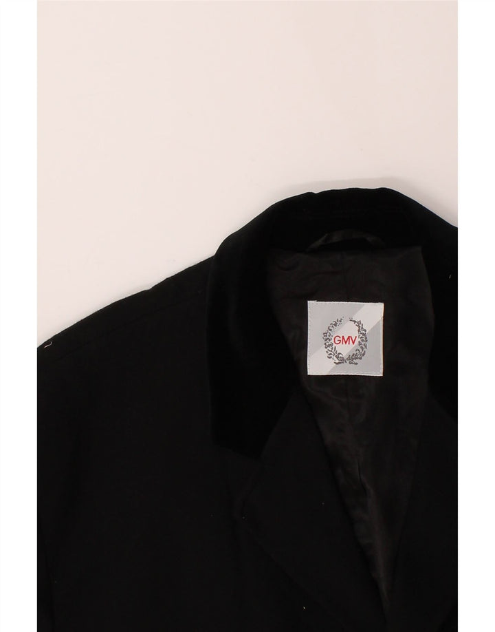 VINTAGE Womens 3 Button Blazer Jacket IT 48 XL Black Wool Vintage Vintage and Second-Hand Vintage from Messina Hembry 