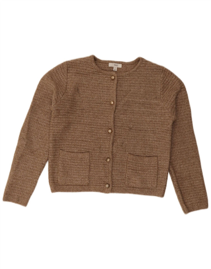 Marks & Spencer Krótki sweter damski, UK 14, średni brązowy poliester