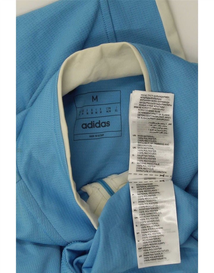 Adidas Męski dres z zamkiem błyskawicznym, górny, średni niebieski poliester