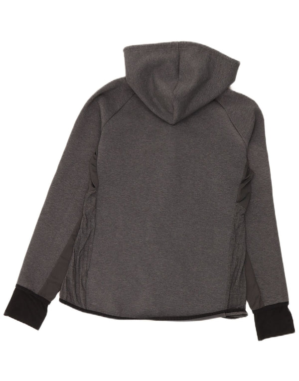 Damski sweter z kapturem i zamkiem błyskawicznym Adidas UK 14, duży, szary, bawełniany