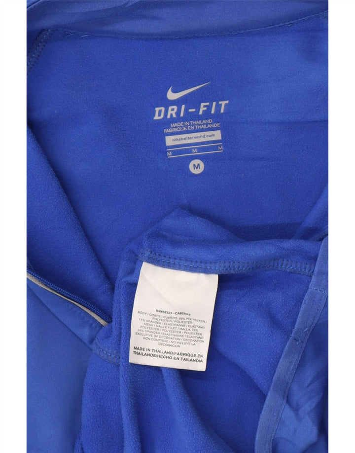 NIKE Womens Dri Fit Hooded Pullover Tracksuit Top UK 12 Medium Blue Vintage Nike and Second-Hand Nike from Messina Hembry 