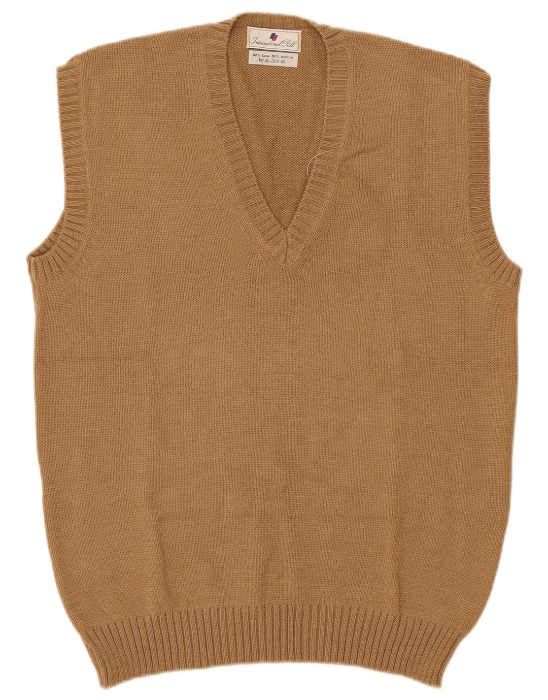 Vintage męski podkoszulek bez rękawów IT 54 XL beżowa wełna
