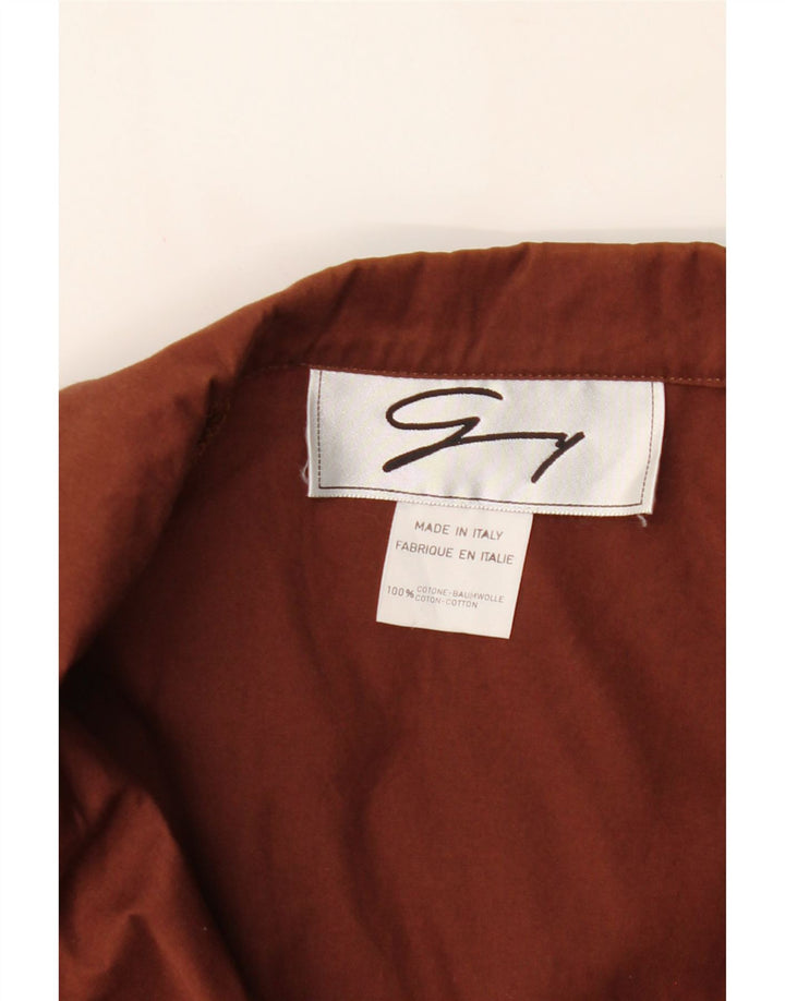 GENNY Womens Short Sleeve 3 Button Blazer Jacket UK 16 Large Brown Cotton Vintage Genny and Second-Hand Genny from Messina Hembry 