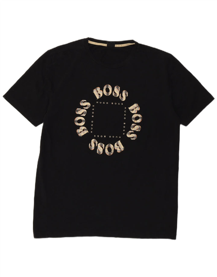 Męska koszulka z grafiką Hugo Boss, góra XL, czarna, bawełniana