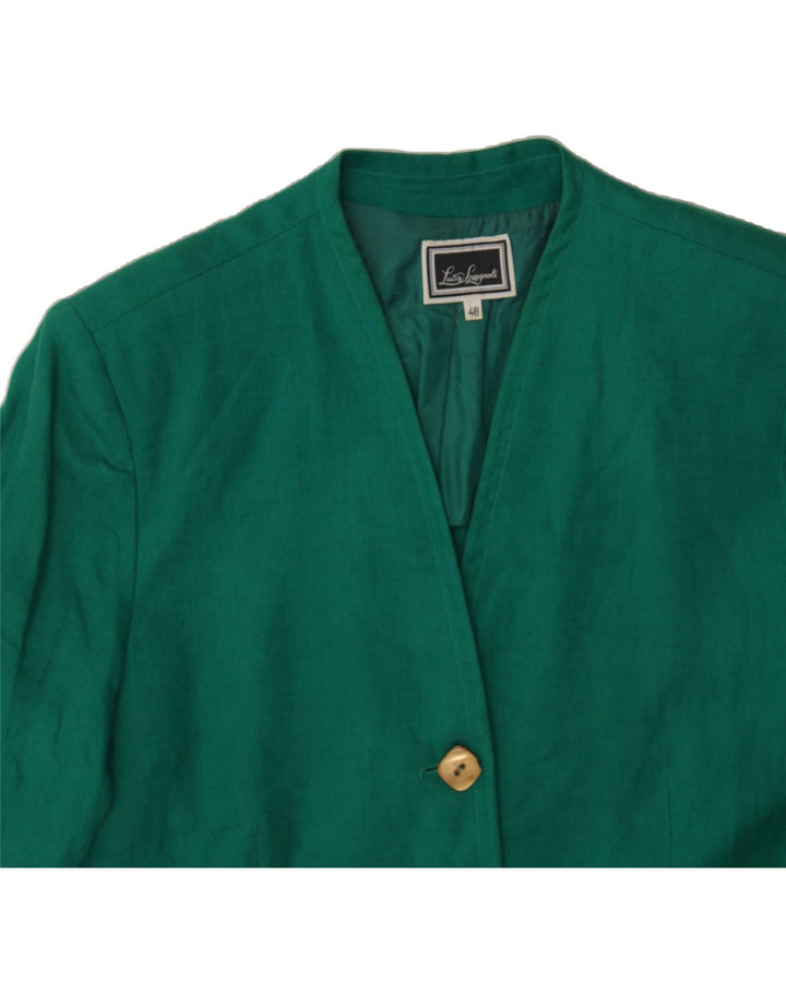 LUISA SPAGNOLI Womens 3 Button Short Sleeve Blazer Jacket IT 48 XL Green Vintage Luisa Spagnoli and Second-Hand Luisa Spagnoli from Messina Hembry 