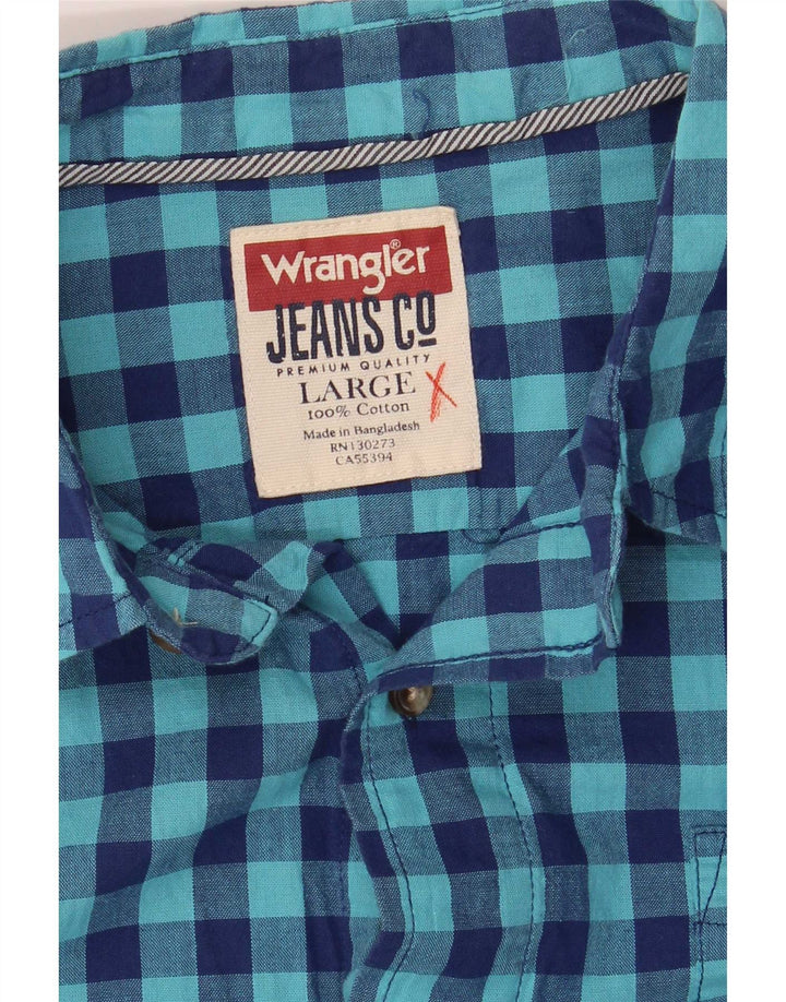 Koszula męska Wrangler, duża, niebieska bawełniana kratka