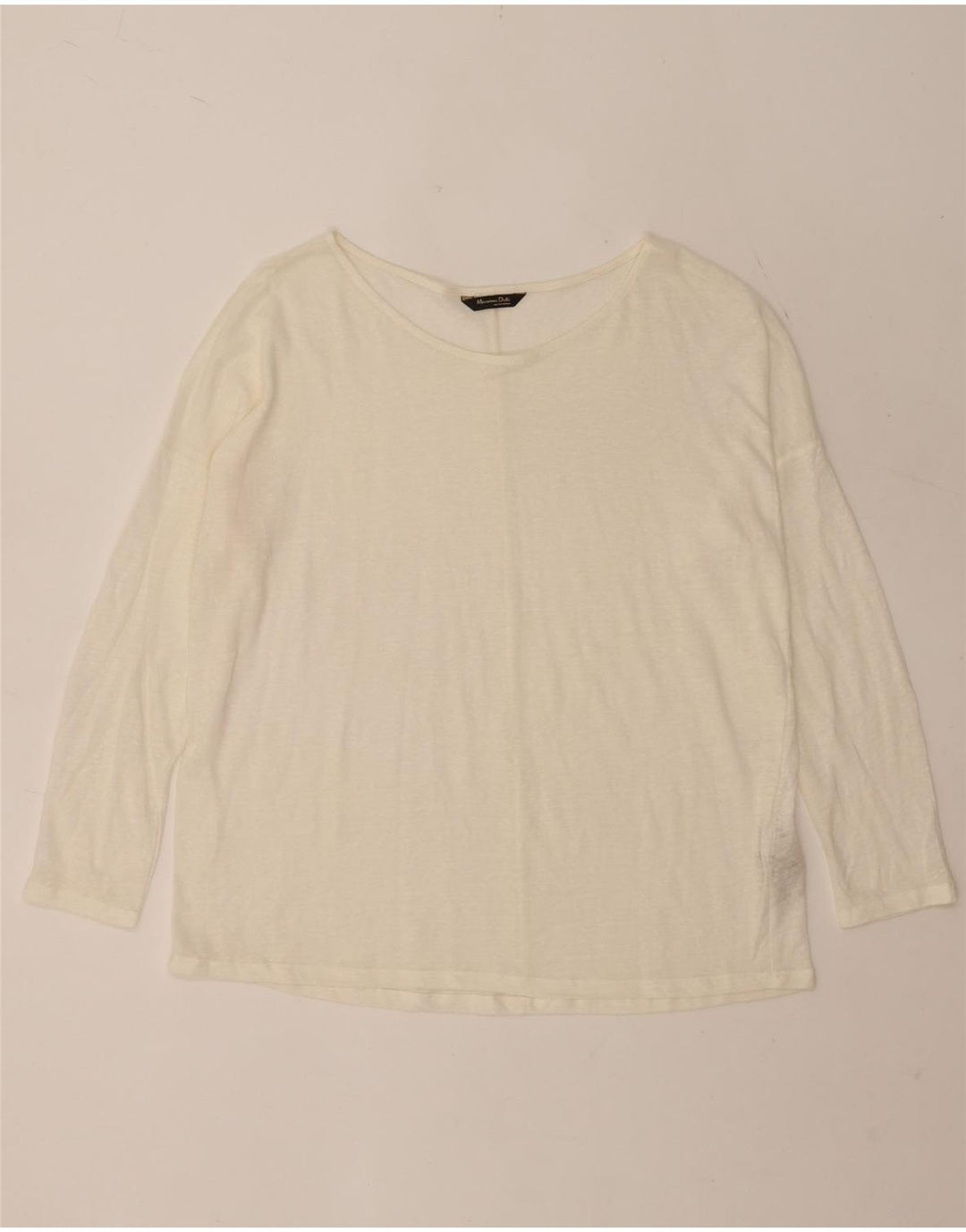 Damski top Massimo Dutti z długim rękawem UK 16, duży, lniany w kolorze złamanej bieli