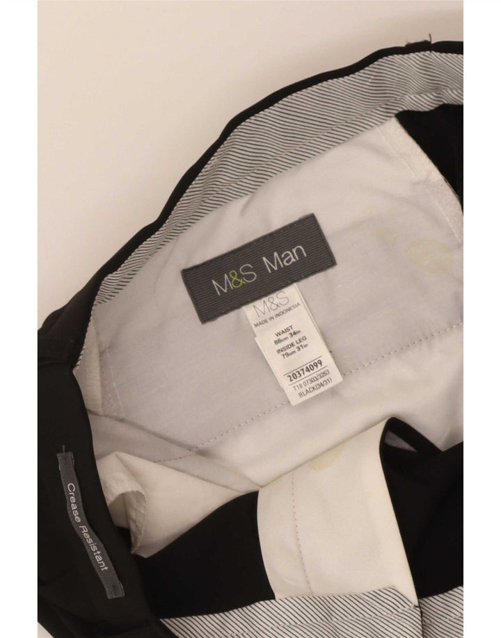 Marks & Spencer Męskie spodnie garniturowe W34 L31 Czarny poliester