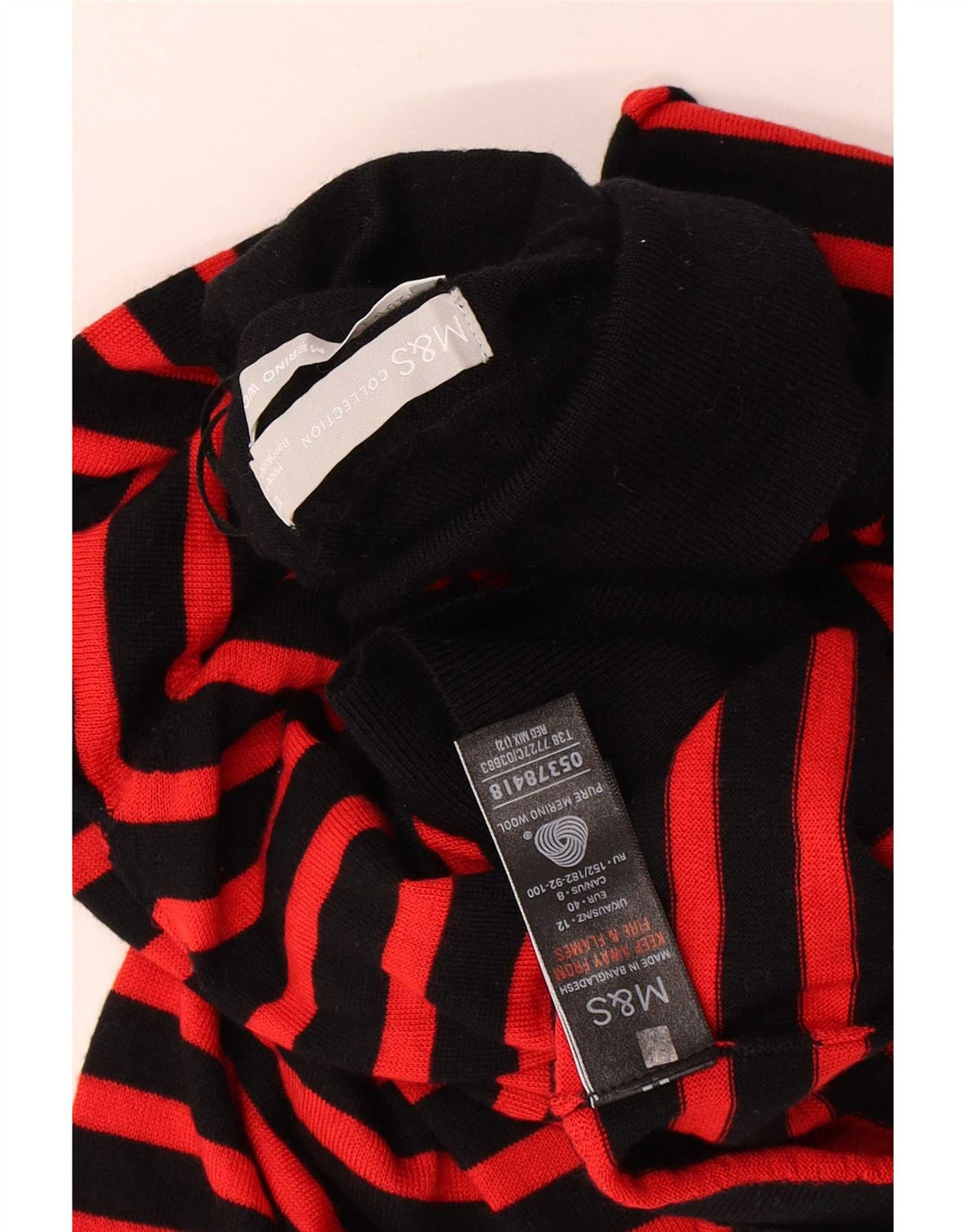 Marks & Spencer Damski sweter z golfem UK 12, średnie czarne paski