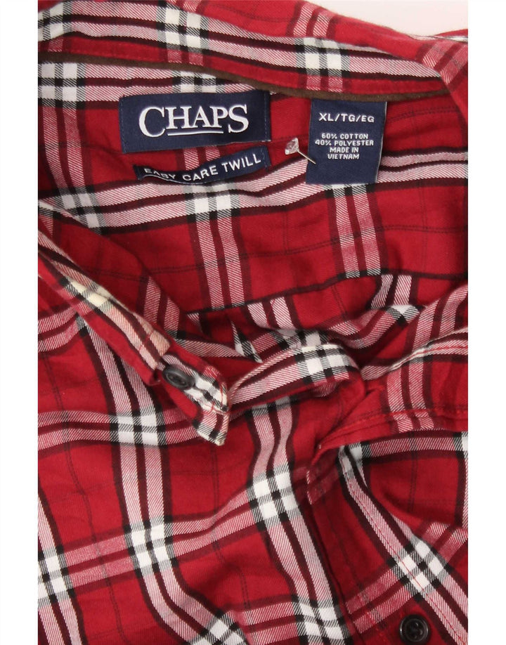 Męska koszula flanelowa Chaps XL w czerwoną kratę, bawełniana