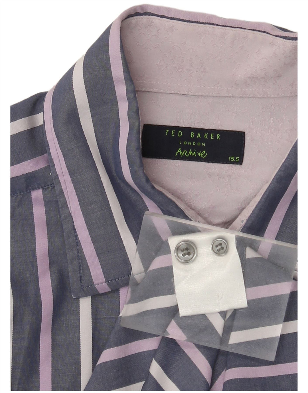 Koszula wizytowa Ted Baker, rozmiar 15, 1/2, bawełniana w ciemnofioletowe prążki