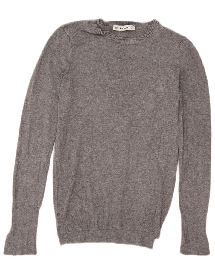 Sweter damski Zara z dekoltem w łódkę UK 12, średni szary, nakrapiany