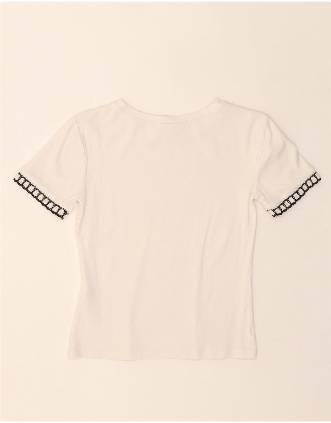ZARA Womens Crop T-Shirt Top UK 12 Medium White Cotton Vintage Zara and Second-Hand Zara from Messina Hembry 