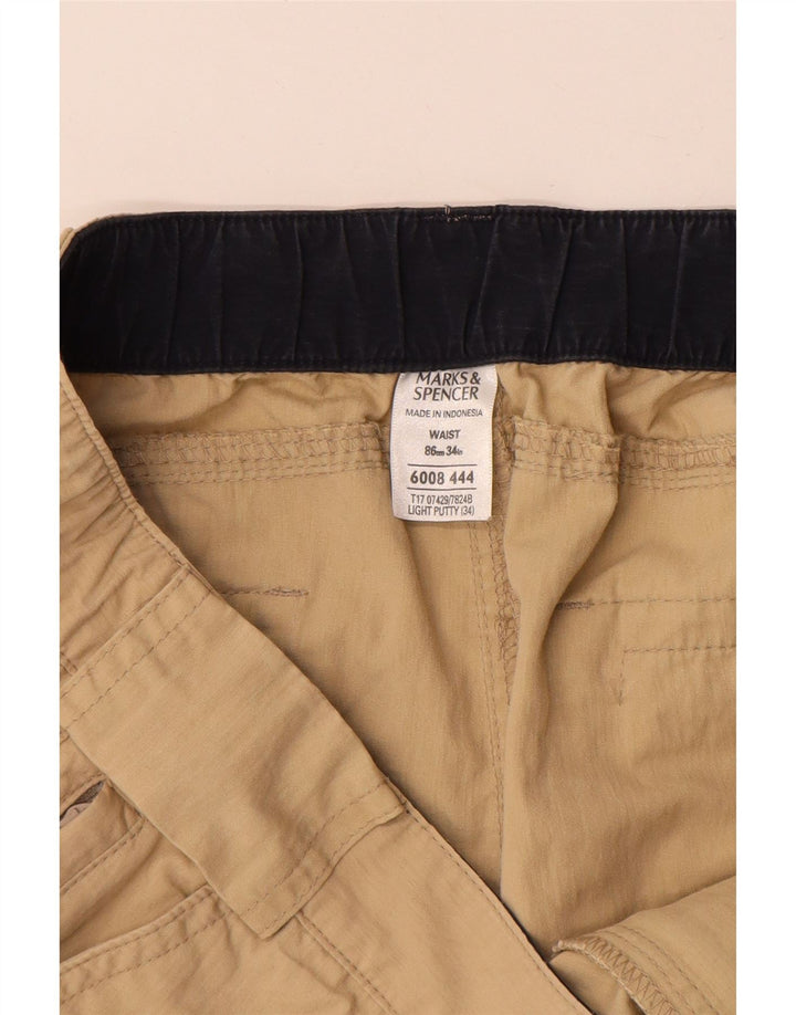 Męskie spodenki cargo MARKS & SPENCER W34, duże, beżowe, bawełniane