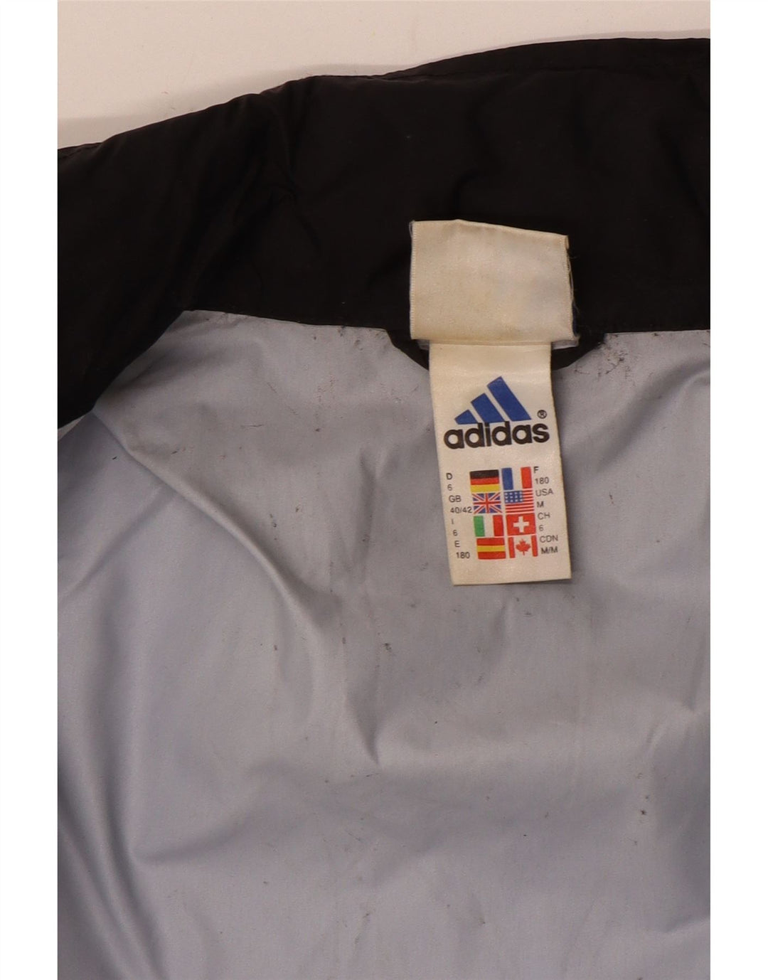 Męska kurtka przeciwdeszczowa Adidas UK 40/42 Średni czarny nylon z blokami kolorów
