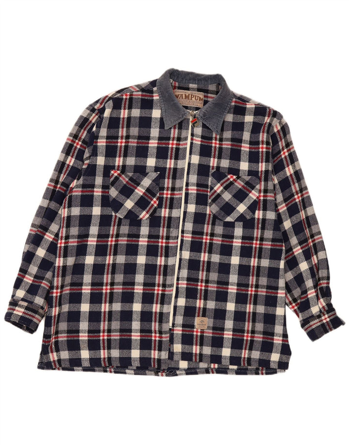 Męska koszula flanelowa Wampum 2XL w granatową kratkę