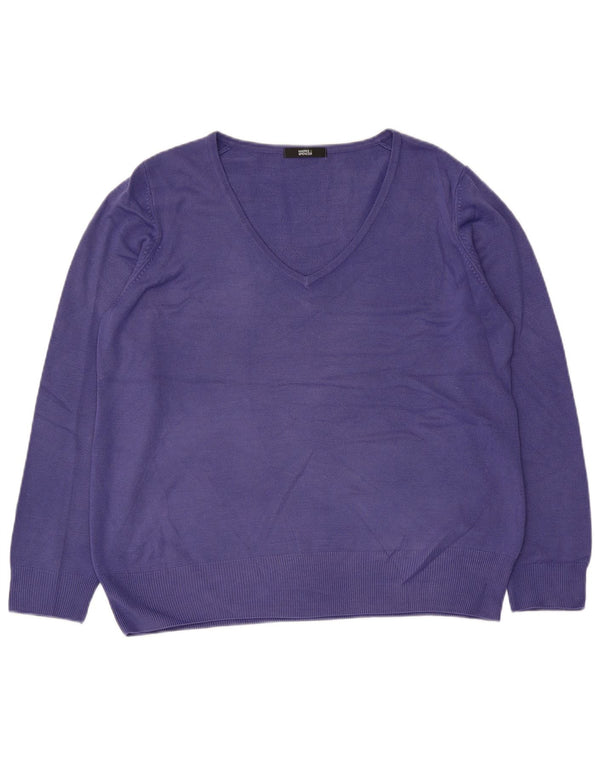 Marks & Spencer Damski sweter z dekoltem w kształcie litery V, UK 16, duży, fioletowy, akrylowy