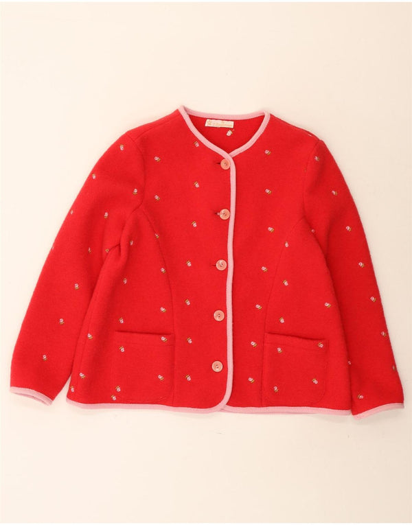 Sweter damski w stylu vintage, UK 16, duży, w czerwone kwiaty