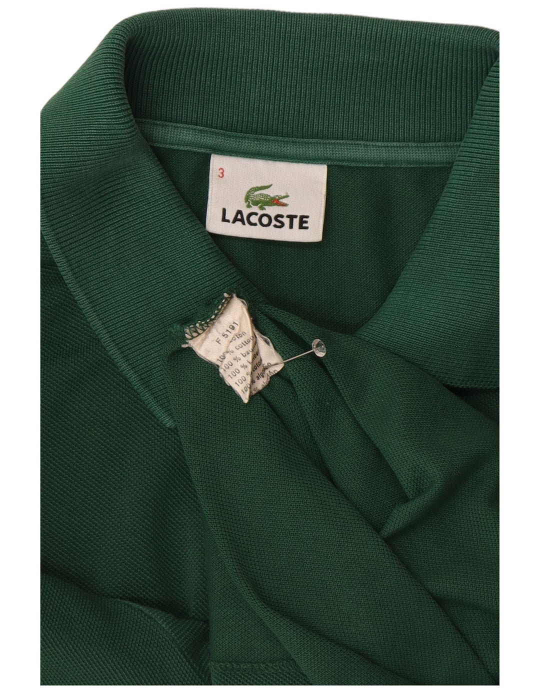 Męska koszulka polo LACOSTE, rozmiar 3, mała, zielona, bawełniana