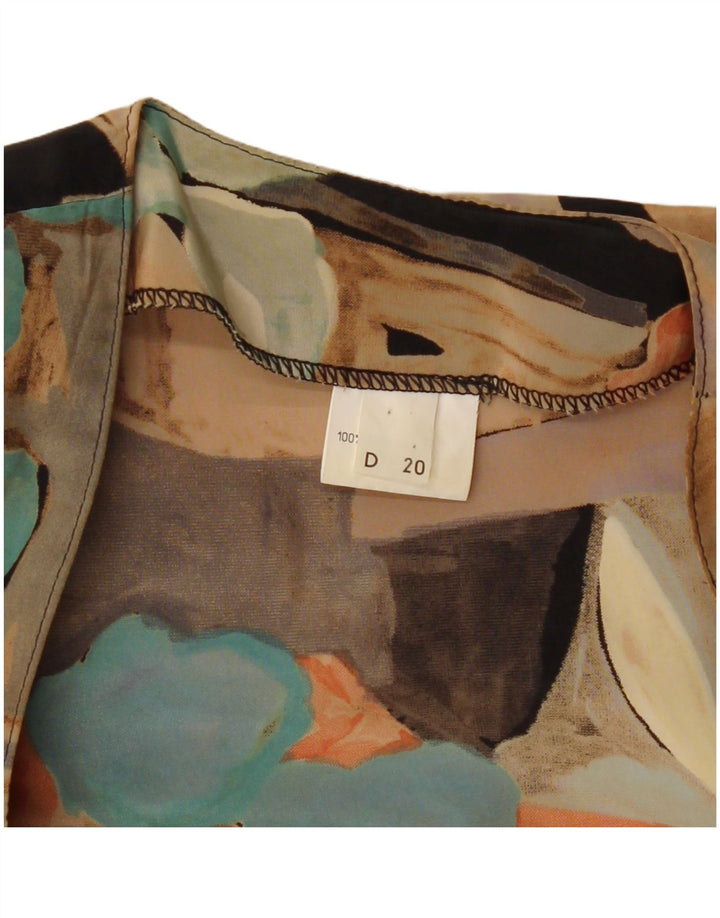 Bluzka damska z krótkim rękawem w stylu vintage, UK 18 XL, wielobarwny patchwork