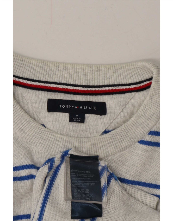 Męski sweter z okrągłym dekoltem Tommy Hilfiger Średnioszary, bawełniany w paski