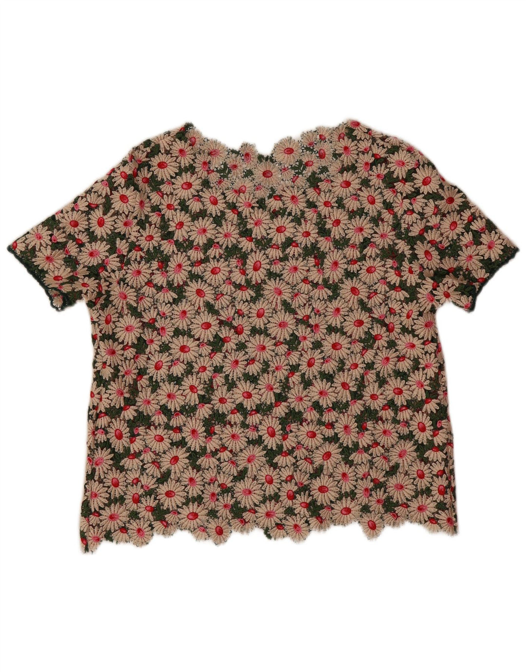 Vintage damska szydełkowa bluzka Top UK 16, duża, wielobarwna w kwiaty