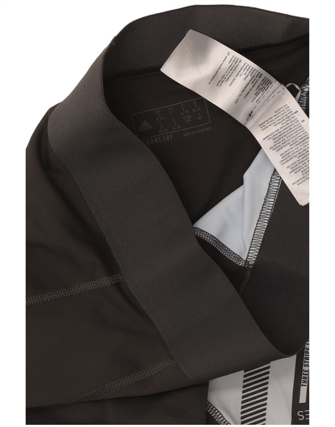 Damskie legginsy ADIDAS z trzema paskami UK 8/10, małe czarne geometryczne