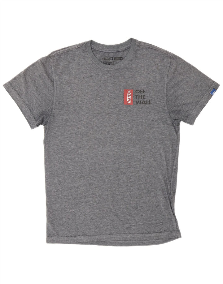 Męska koszulka VANS o dopasowanym kroju z grafiką, mała, szara, nakrapiana bawełna