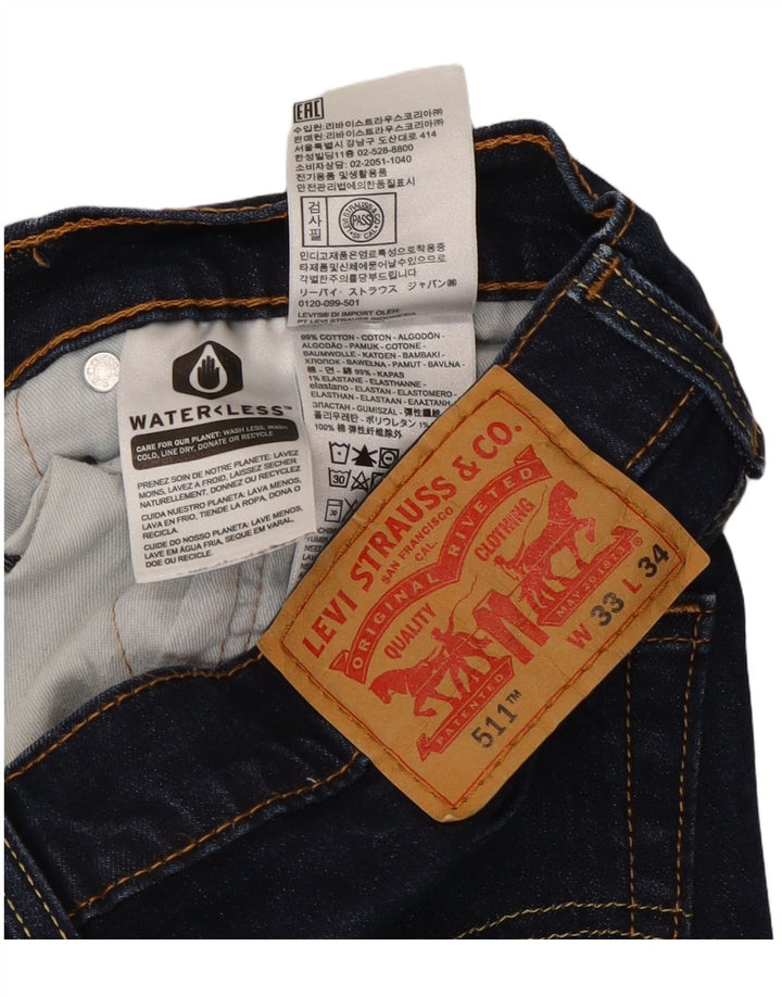 Męskie jeansy Levi's 511 Slim W33 L34 Granatowa bawełna