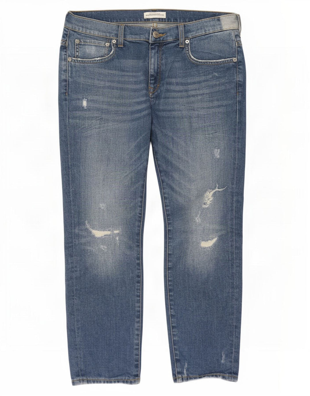 Damskie jeansy Zara w trudnej sytuacji, przycięte, EU 40, średnie, W30, L25, niebieskie