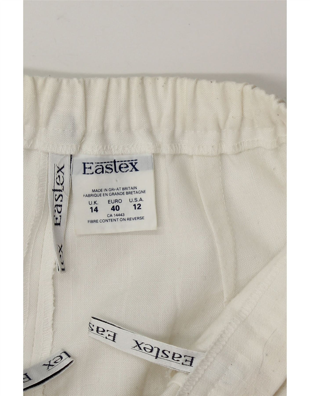 EASTEX Womens Straight Capri Trousers UK 14 Medium W28 L25 White Polyester Vintage Eastex and Second-Hand Eastex from Messina Hembry 
