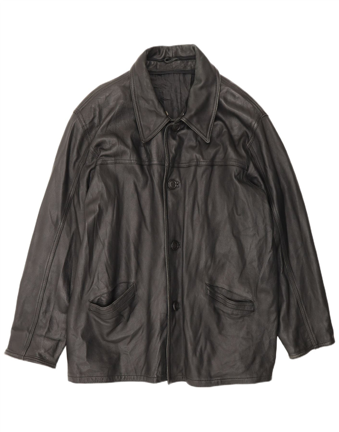 Vintage męski płaszcz skórzany UK 42 XL czarny