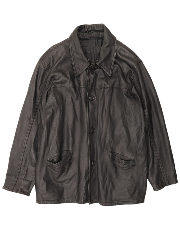 Vintage męski płaszcz skórzany UK 42 XL czarny