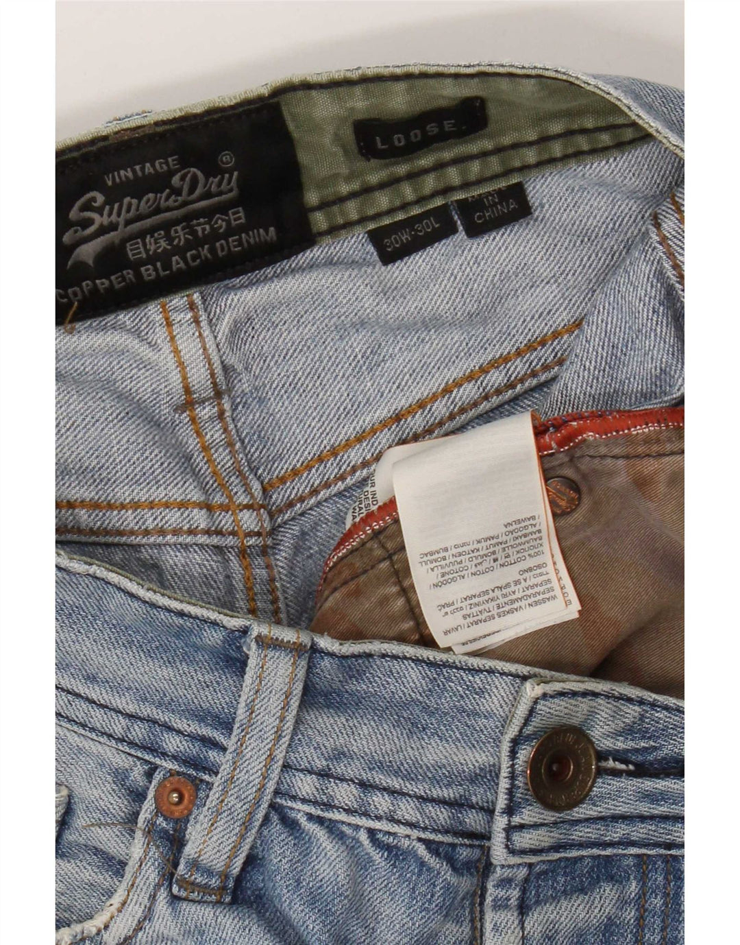 Męskie luźne dżinsy Superdry W30 L30, niebieska bawełna